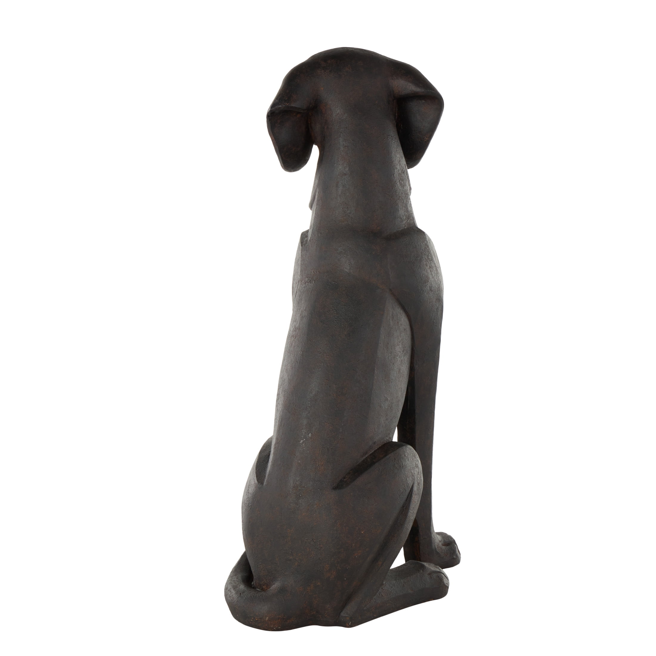 10" x 30" Dark Brown Resin Sitting Dog Sculpture with Copper Shadings, by DecMode