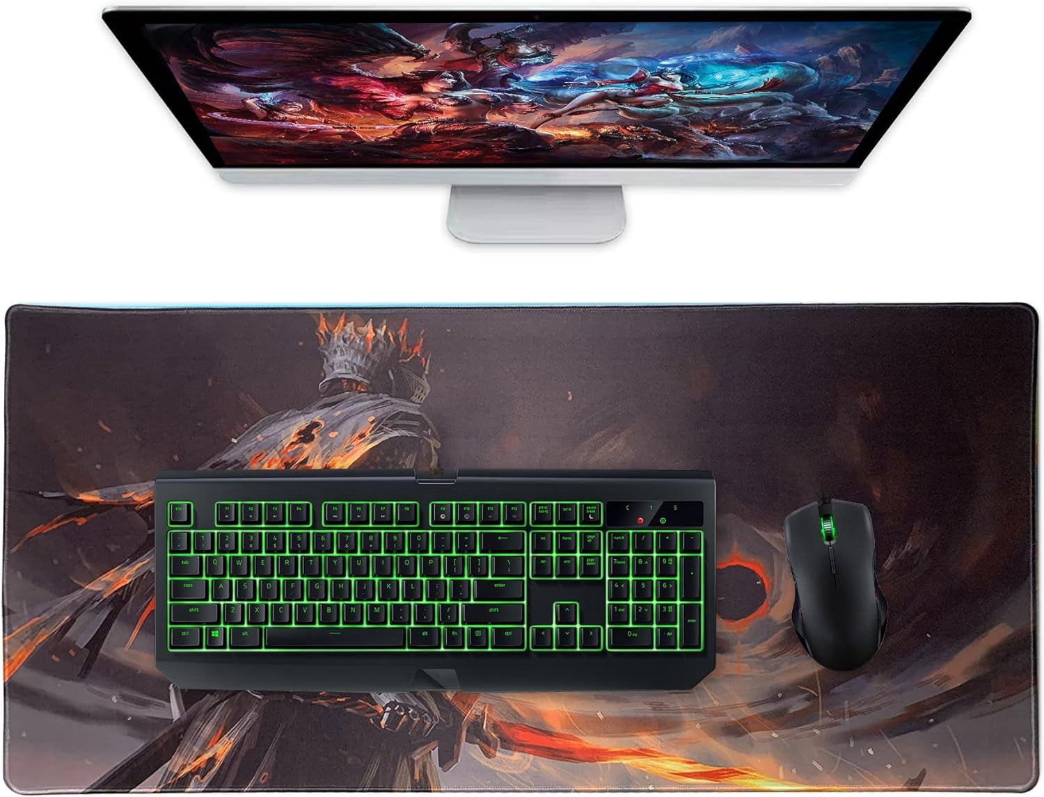 Large Gaming Mouse Pad XXL Extended Mat Desk Pad Mousepad Long Non-Slip Rubber Mice Pads Stitched Edges for Home and Office 35.4" x15.7"x0.2" Wushi