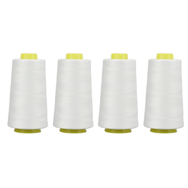 4 piezas de hilo de remalladora blanco de poliéster premium, resistente, duradero y resistente al desgaste, hilo blanco ampliamente utilizado