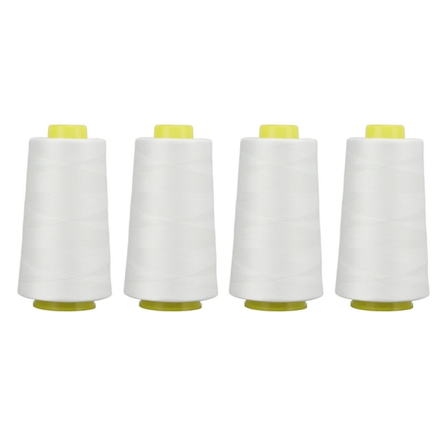Serger Thread,4Pcs Serger Thread White Polyester Thread Sewing Machine Thread Ultra Responsive