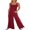 Wine Red, variant on KOMOO Womens Casual Sleeveless Loose Jumpsuits Square Collar Smocked Rompers Pockets Wide Leg Jumpsuit