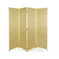 thumbnail image 5 of Fionafurn 4 Panel Room Divider pinus sylvestris Wood Folding bamboo weaving Privacy Screen Partial Partition 71in(H), Burlywood, 5 of 10