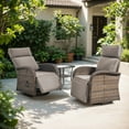 thumbnail image 3 of OPOHORO 59" Outdoor Wicker Swivel Chaise Lounge Set of 2 with Cushion, Adjustable Backrest & Side Table, Gray Patio Recliner for Poolside or Backyard, 3 of 12