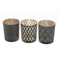 thumbnail image 1 of Glass Tealight Holder Black Pattern  - Set of 3, 1 of 3