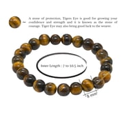 Tiger's Eye Bracelet - 8mm Beaded Stretch Bracelet and Healing Stones