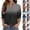 #03 Black, variant on Dressy Ombre Gradient V Neck Collared 3/4 Sleeve Tops Womens Trendy 2026 Vacation Work Casual Blouses, #03 Gray, XXL