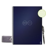Angle View: Rocketbook Core Smart Reusable Notebook - Blue - Letter Size Eco-friendly Notebook (8.5" x 11") - 32 Lined Pages - Includes 1 Pen and Microfiber Cloth
