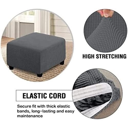 LKJYER Anti-Slip, Rectangle, Wear-Resistant, Removable, Washable Ottoman Cover Slipcover Rectangle Footrest Sofa Slipcovers Stool Cover Footstool Protector Covers Feature Stretch