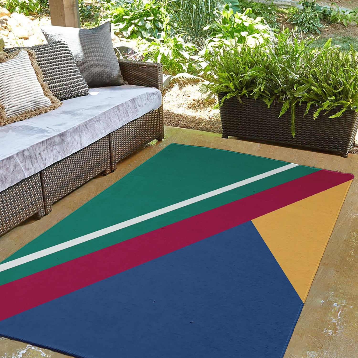 3' x 5' Simply Daisy Bold Shapes Modern & Contemporary Chenille Area Rug, Kelly Green