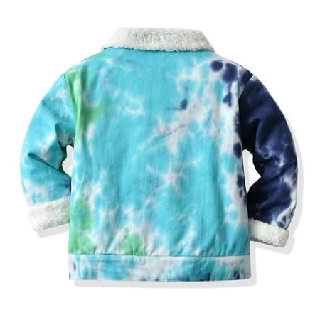 

Gubotare Toddler Girls Clothes Windproof Tie Dye Prints Denim Fleece Coat Jacket Kids Warm Outerwear Jacket (6M-7T)