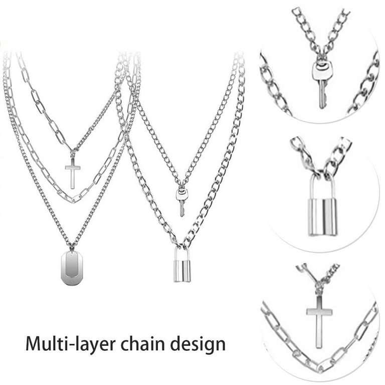 lock chain necklace silver