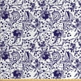 thumbnail image 1 of Floral Sofa Upholstery Fabric by the Yard, Computer Graphics of Blossoming Flowers Apples and Berries Pattern in Violet Shade, Decorative Fabric for DIY and Home Accents, Indigo White by Ambesonne, 1 of 4