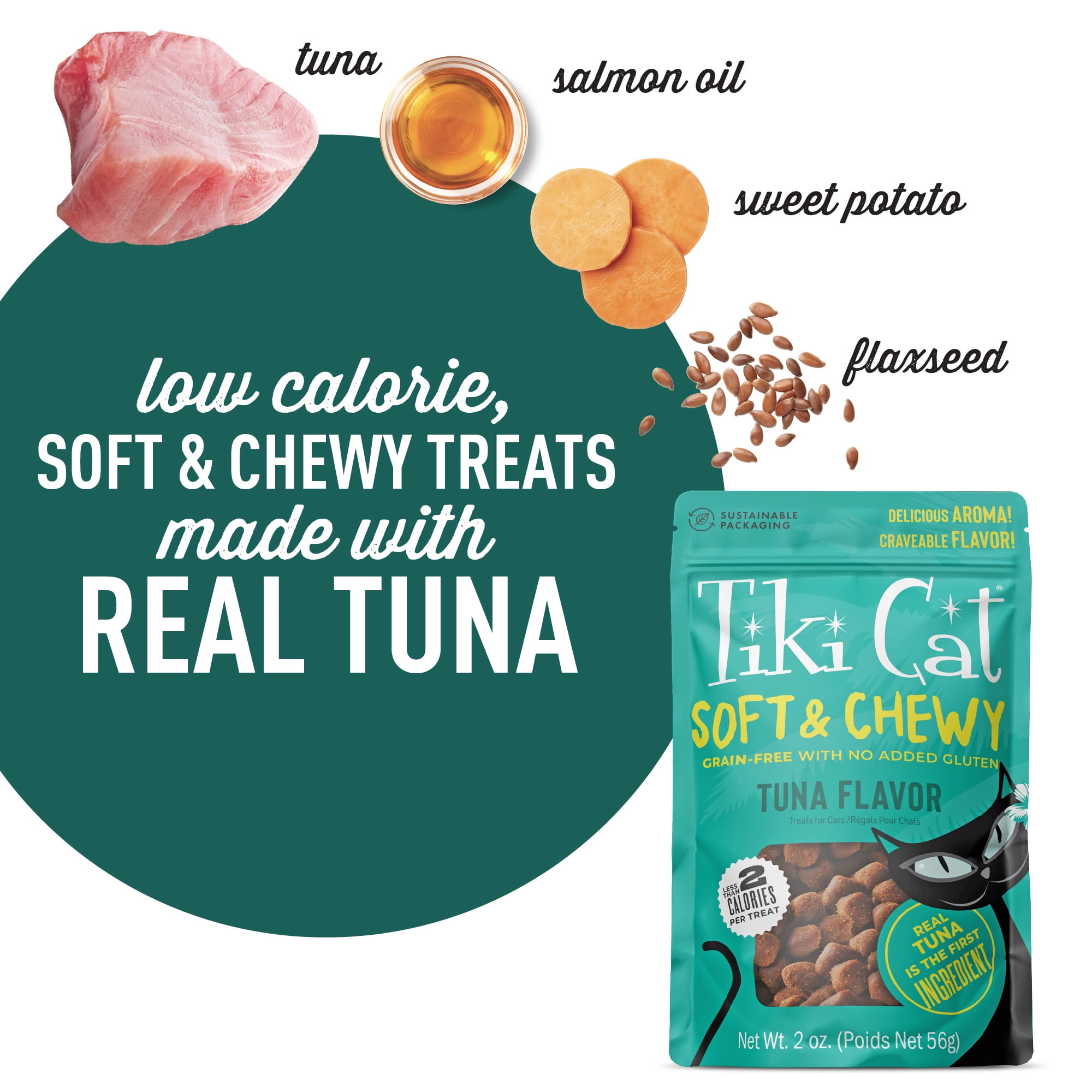 (2 pack) Tiki Cat Soft & Chewy Tuna Flavor Treats, 2 oz. Bag