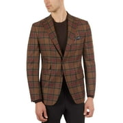 Tallia Mens Suit Separates Tartan Two-Button Blazer