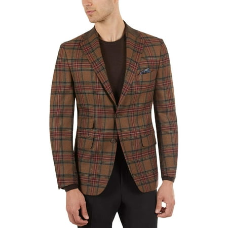 Tallia Mens Suit Separates Tartan Two-Button Blazer