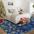 thumbnail image 5 of Christmas Red Gold and White Snowflake Winter Area Rug Rugs for Living Room Bedroom 8' x10'-Blue, 5 of 9