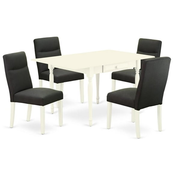 East West Furniture Monza 5-piece Wood Dining Set in White/Dark Gotham Gray