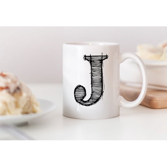 H1andwritten Initial Letter Coffee Mug - PerS1onalized Ceramic Mug