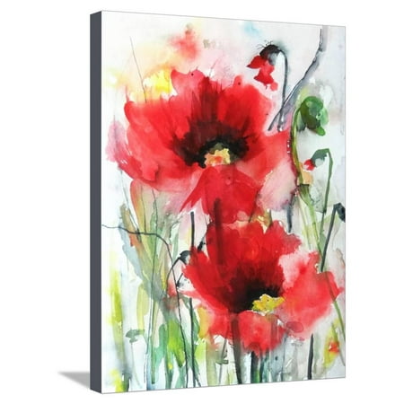 Red Canvas Art Red Poppies Abstract Flower Floral Art Stretched Canvas Print Wall Art By Karin Johannesson ()
