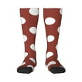 thumbnail image 1 of Xecao Maroon And White Polka Dot Pattern Adult Stockings with Color-Block Design and 3D Print, Breathable Comfortable Hosiery for Daily Wear and Sports, 1 of 6