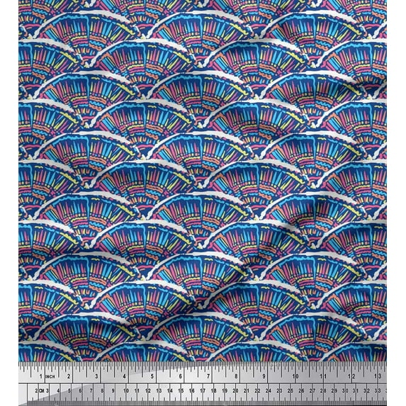 Soimoi Velvet Fabric Semi Mandala Brush Stroke Printed Craft Fabric by The Yard 58 Inch Wide