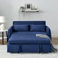 thumbnail image 5 of DEALTOPS 55" Modern Velvet Pull Out Sofa Bed Loveseat Lounge Chaise,Sleeper Sofa Bed with Adjustable Backrest 2 Detachable Arm Pockets - Blue, 5 of 8