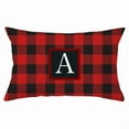 thumbnail image 2 of Moocorvic Christmas Pillow Covers 26 Initial Print Decorative Christmas Red and Black Check Plaid Linen Throw Pillow Cover for Bedroom 12x20 Inch(A), 2 of 3