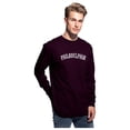 thumbnail image 2 of Daxton Retro Philadelphia Arch Font Long Sleeves T Shirt Soft Weight Cotton, Plum Tee White Font, 3XL, 2 of 2