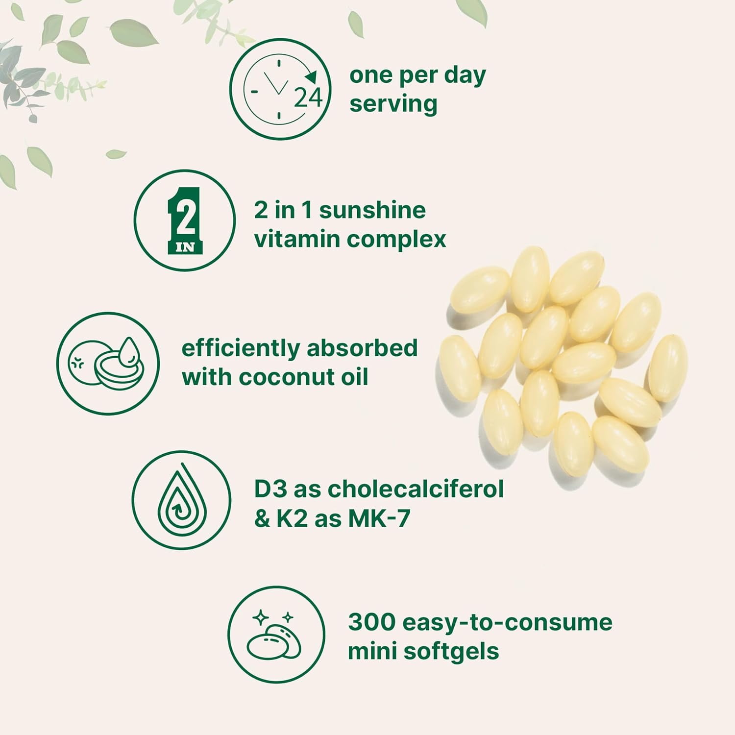 Micro Ingredients Vitamin D3 2,000 IU + K2 MK-7 50 mcg, 300 Virgin Coconut Oil Softgels | 2-in-1 Bone, Immune & Heart Support