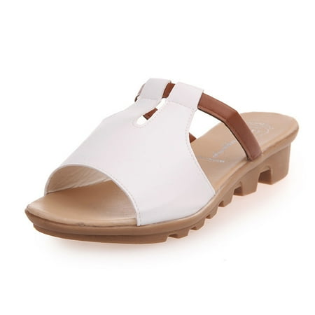 

zttd fashion summer ladies solid color wild open toe sandals low heel beach slippers women s slipper a
