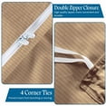 thumbnail image 5 of Taupe Super Queen ( 90" x 98" ) Size 100% Cotton Duvet Set, 800 Thread Count, Stripe Pattern, 1-Piece Comforter Cover with Zipper Closure & 2-Pillow Shams– Hotel Quality, All-Season, 5 of 5