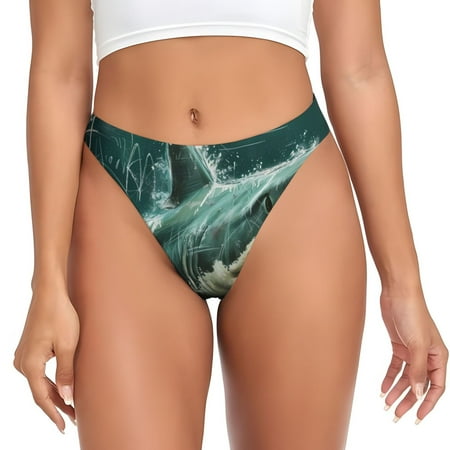 Sigee Abstract Geometric Shark for Women s G-String Panty  Low Rise  Soft Lace Perfect for Everyday Wear or Special Occasions-Medium