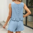 thumbnail image 3 of Summer Women's Sleeveless Pleated Vest Shorts Casual Suit Set Fashion European Style Comfortable Outfit, 3 of 8