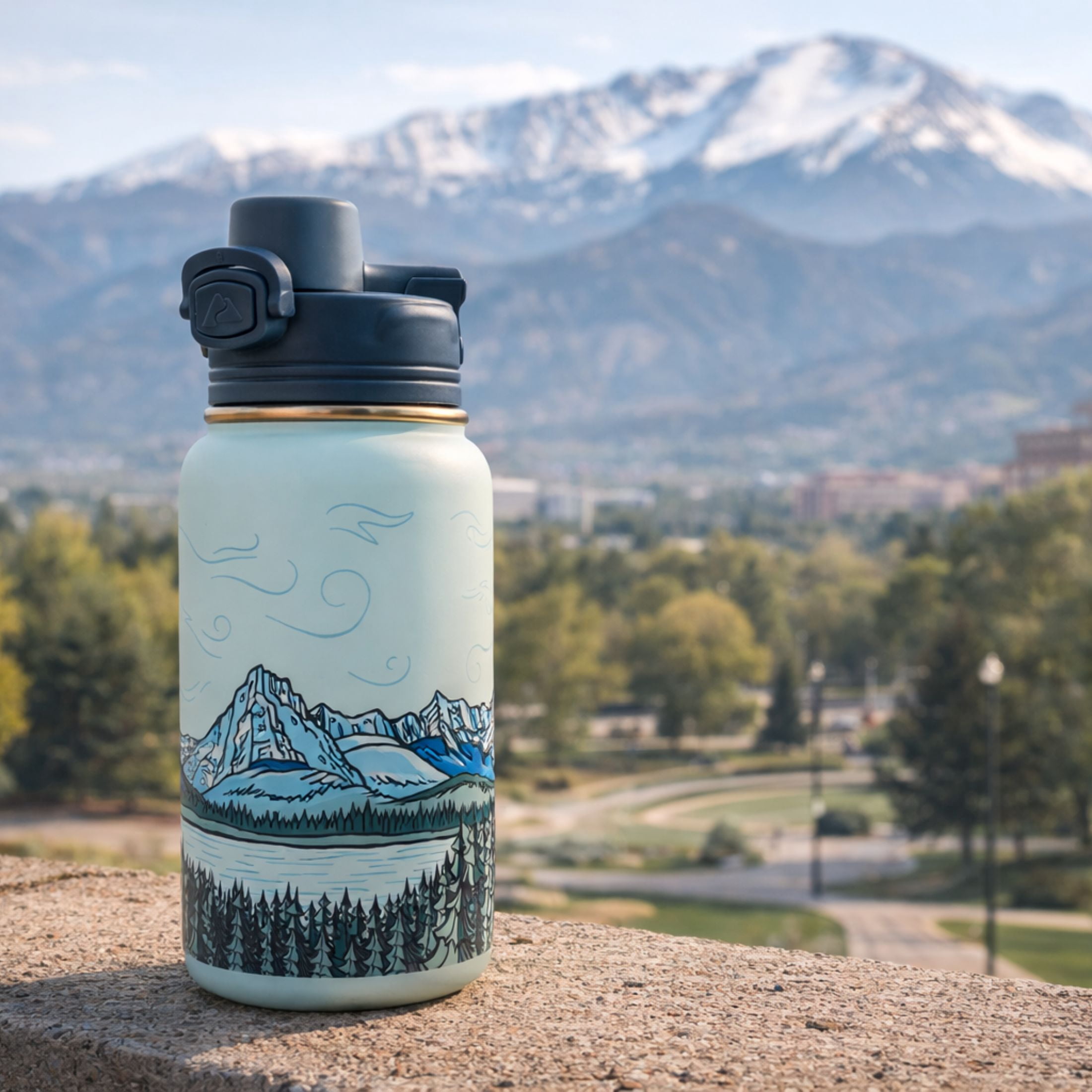 Ozark Trail 18 oz Stainless Steel Insulated Pop-Lid Water Bottle, Alpine Summit