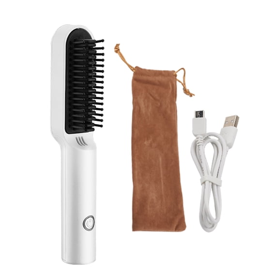 M Buder 2-in-1 Wireless Hair Straightener & Curler, Portable Rechargeable Flat Iron, 200°C Constant Temp, White