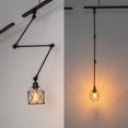 thumbnail image 3 of FSLiving Industrial Iron Cage Macaron Black Pendant Light J-Type Track Light E26 Square Shape Dimmable Adjustable Track Light Lamp Standard Pendant Lamp Decorate for Kitchen Customizable - 1 Light, 3 of 8