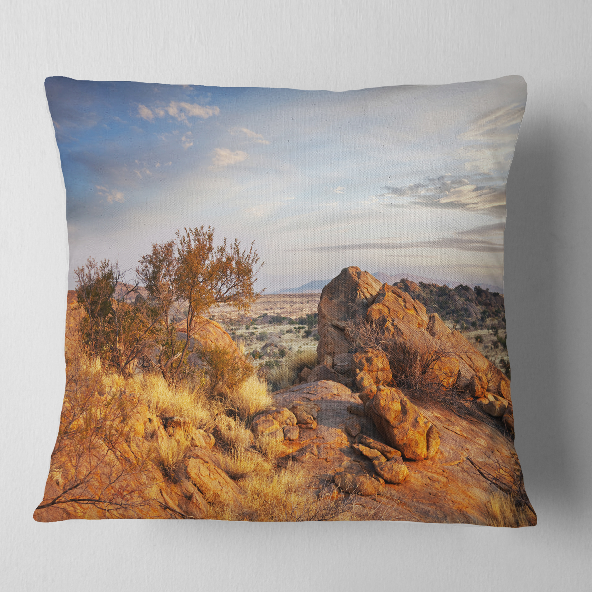 Designart Beautiful African Rocky Landscape - Landscape Printed Throw Pillow - 16x16