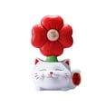 thumbnail image 4 of Figura de gato de la suerte con decoración floral, estatua creativa para sala de estar y oficina. Blanco, 4 of 9