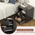 thumbnail image 4 of Fluted Nightstands Set of 2, Black Night Stands with 2 Drawers and Open Shelves, Wooden Bedside Table Modern Design End Table for Bedroom Living Room Sofa Office (2, Black), 4 of 9