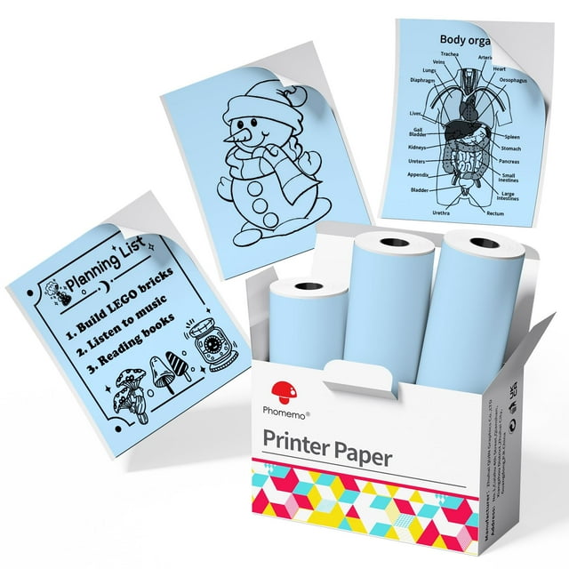 Papel Adhesivo Térmico Phomemo Azul para T02/M02X/M02L/Y02C/Q02