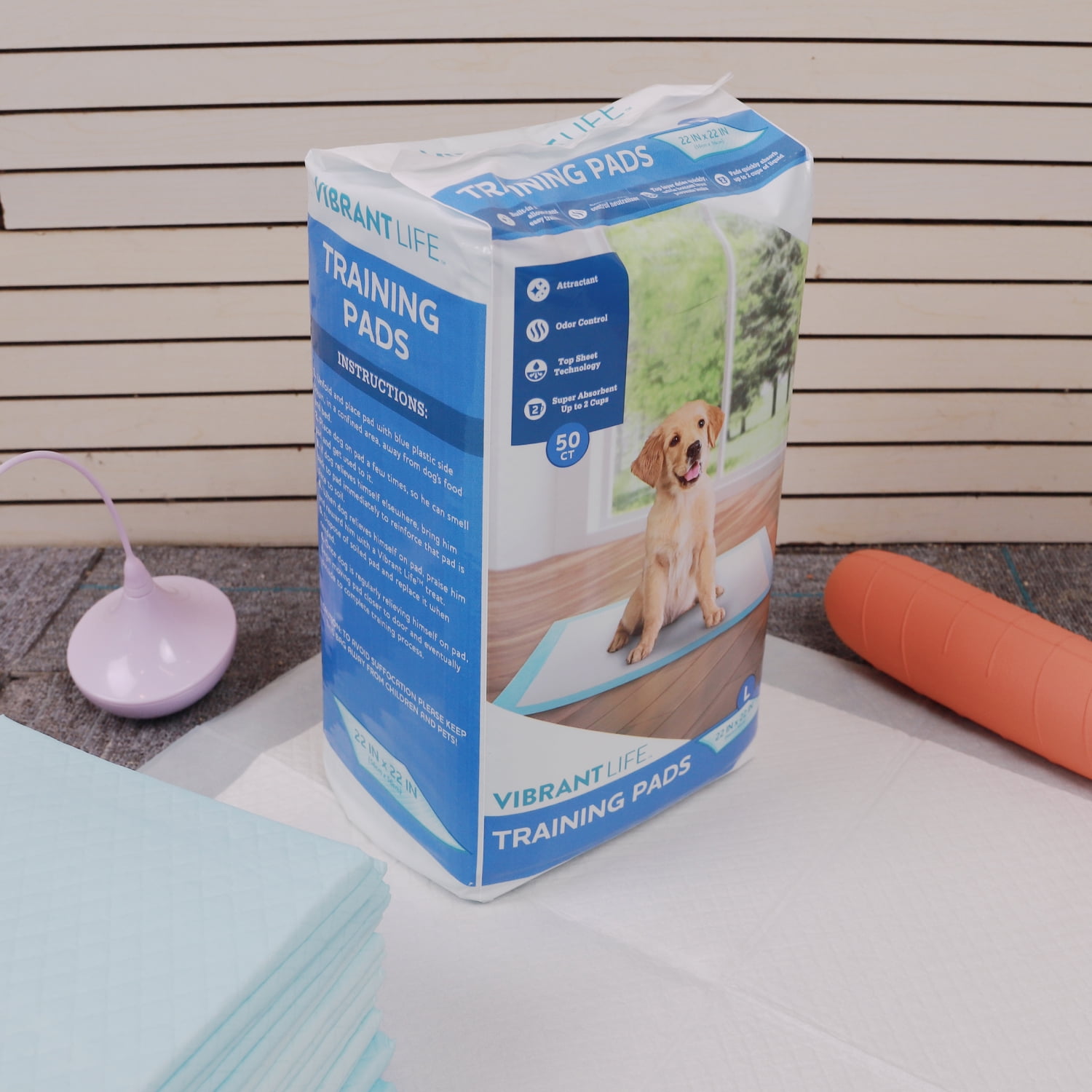 Vibrant Life Large 5-Layer Pet Training Pads, 22 in x 22 in, 50 Count