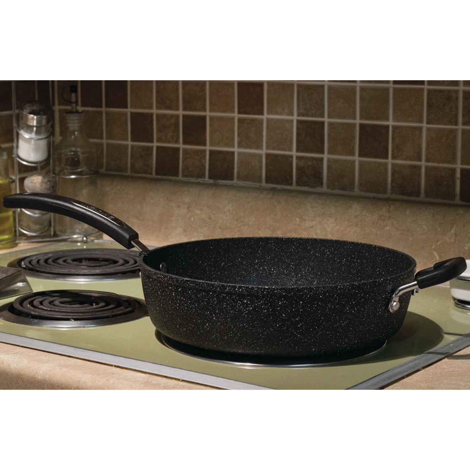 THE ROCK by Starfrit 11" Non-Stick Aluminum Deep-Fry Pan with Glass Lid & Bakelite Handles, 060705-002-0000