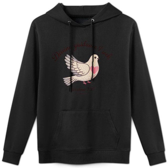 Sudadera con capucha "Guía Divina" con versículo bíblico y paloma, 52% algodón, 48% poliéster, para hombre y mujer