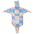 thumbnail image 2 of FORMRS Wearable Blanket Hoodie with Sleeves for Kids Cozy Flannel Sweatshirt, Playful Daisy, 2 of 7