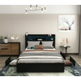 thumbnail image 4 of Full Bed Frame with 6 Storage Drawers & Charging Station, 44" Headboard Storage Shelf, LED Light, Noise Free Metal Platform Bed, No Box Spring Needed, Black, 4 of 8