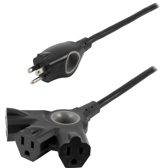Philips EZGrip 50FT Black Outdoor Extension Cord 3 Prong with Multiple Outlets, 16AWG
