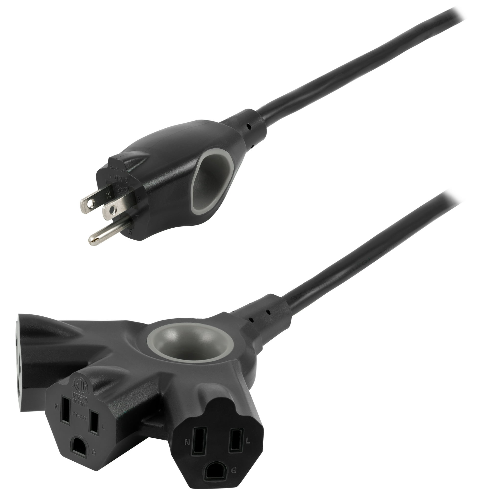 Philips EZGrip 50ft Black Outdoor Extension Cord with 3 Prong Multiple Outlets, 16AWG