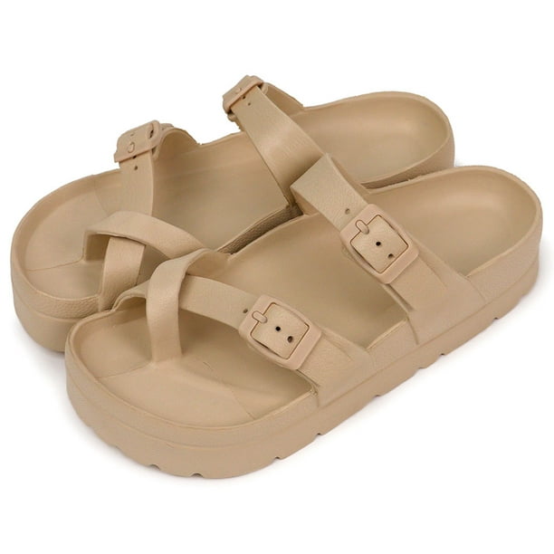 Sandalias Plataforma para Mujer Diapositivas de Playa al Aire Libre Antideslizantes para el Verano (41) Marrón