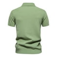 thumbnail image 3 of WREESH Men's Solid Henley Shirts Casual Short Sleeve Turndown Collar Shirt The Ultimate Solid Color Top for Everyday Style Green, 3 of 9
