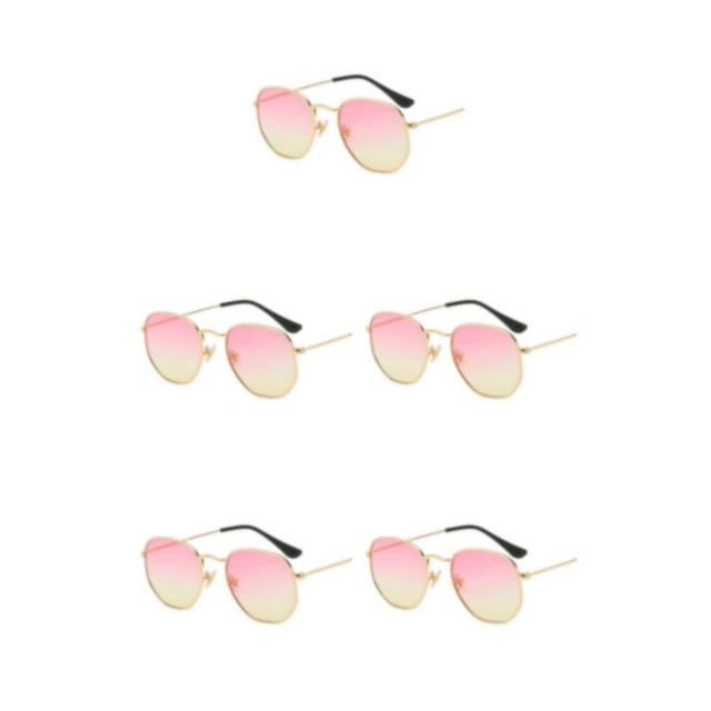 Minnieouse Gafas de sol poligonales con montura pequeña a la moda para hombre y mujer, lentes polarizadas, protección , cómodas, doradas, rosas Type2 NO2